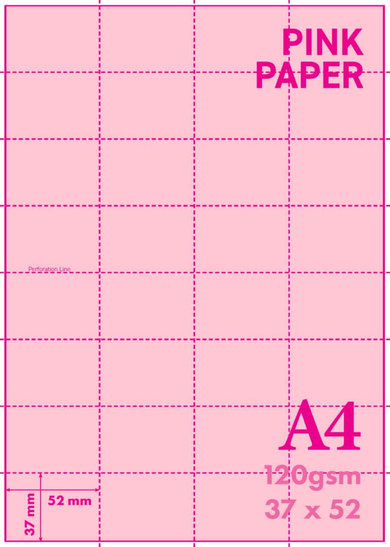 A4 120gsm A9 Perforated Paper Pink